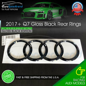 AUDI Q7 Rear Rings Gloss Black SQ7 Trunk Lid Badge Logo Emblem OEM 2017 230mm