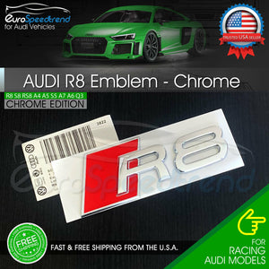 Audi R8 Emblem Chrome 3D Badge Rear Trunk Lid for Audi S Line Logo Nameplate OEM