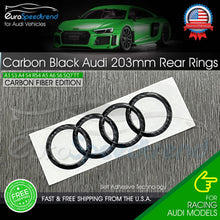 Load image into Gallery viewer, AUDI Carbon Black 203mm Rear Rings Trunk Lid Emblem Badge Logo A4 S4 A5 S6 A6 Q5
