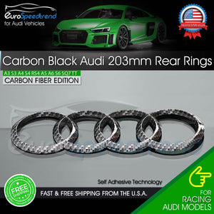 AUDI Carbon Black 203mm Rear Rings Trunk Lid Emblem Badge Logo A4 S4 A5 S6 A6 Q5