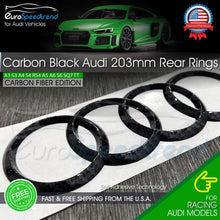 Load image into Gallery viewer, AUDI Carbon Black 203mm Rear Rings Trunk Lid Emblem Badge Logo A4 S4 A5 S6 A6 Q5
