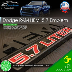 2X Hemi 5.7 Liter Emblem Matte Black Badge for Dodge Ram 1500 2500 3500 Charger