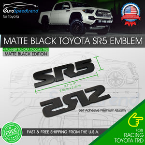 2x SR5 Emblem Matte Black for Toyota 4Runner TRD Tacoma Side Rear Tailgate Badge