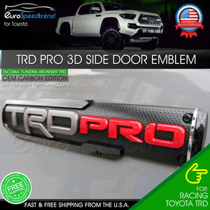 TRD PRO Emblem Tacoma Door Side Fender OEM 3D Badge Nameplate Toyota Tundra 2x