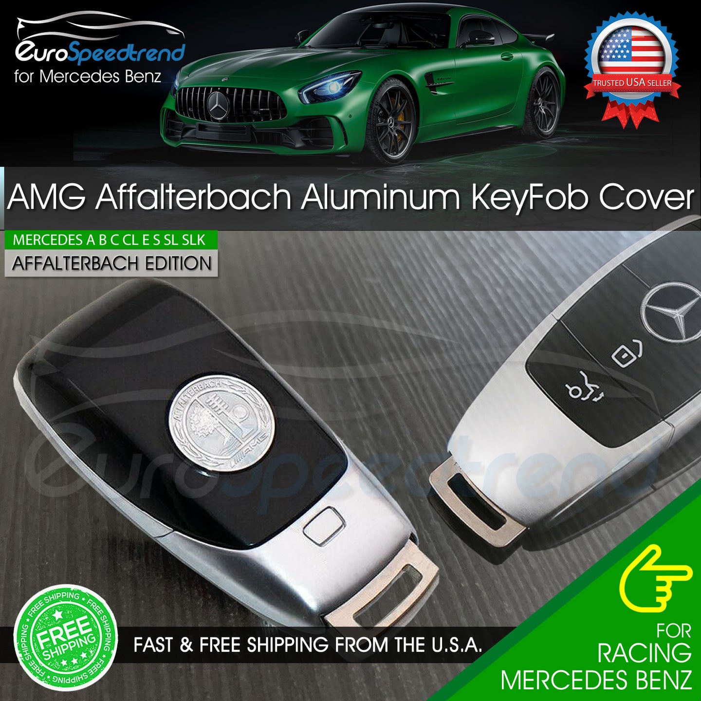 AMG Key Cover 2020 Affalterbach Emblem Remote Fob Aluminum Silver Mercedes Benz