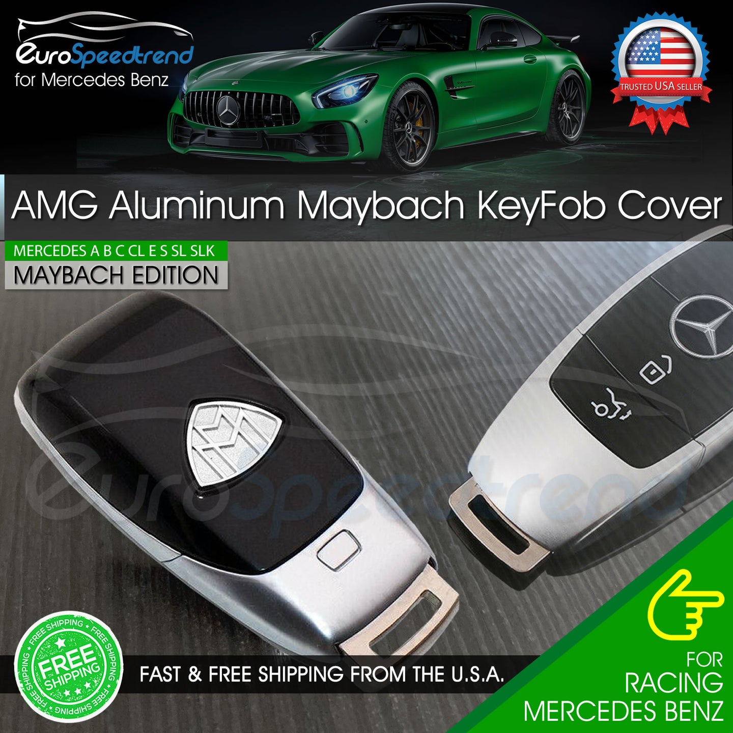 MAYBACH Key Cover AMG 2020 Emblem Remote Fob Aluminum Silver Mercedes Benz OEM