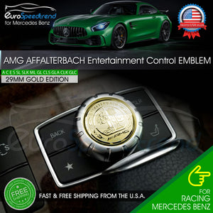 Gold Affalterbach 29mm AMG Tree Interior Emblem Multimedia Button Badge Benz