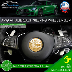 AMG Steering Wheel Affalterbach Tree Gold Emblem 3D Interior 52mm Badge Benz