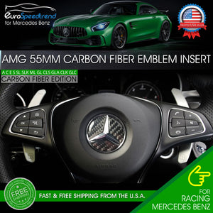55mm Emblem Carbon Fiber Insert Mercedes Benz Steering Wheel Center Logo AMG