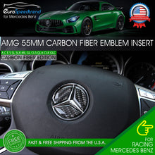 Load image into Gallery viewer, 55mm Emblem Carbon Fiber Insert Mercedes Benz Steering Wheel Center Logo AMG
