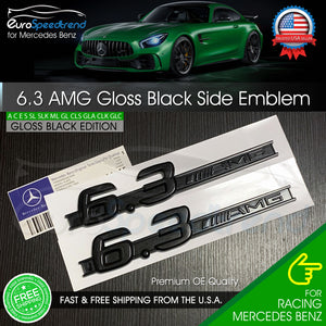 6.3 AMG Side Emblem Gloss Black Fender Badge Mercedes OE W204 C63 W212 E63 S63