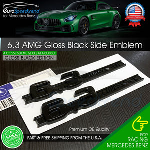 6.3 AMG Side Emblem Gloss Black Fender Badge Mercedes OE W204 C63 W212 E63 S63