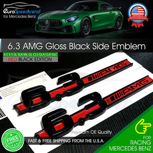 6.3 AMG Side Emblem Red Black Fender Badge Mercedes OE W204 C63 W212 E63 S63