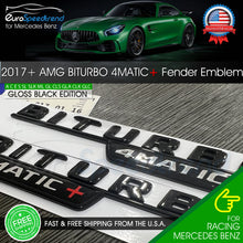 Load image into Gallery viewer, BiTurbo 4Matic+ Plus Gloss Black AMG Fender Emblem 2017+ C43 C63 E43 E63 Badge
