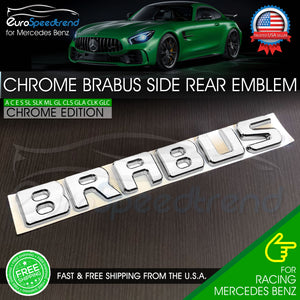 BRABUS Chrome Emblem Rear Side Trunk Lid 3D Badge AMG Mercedes Benz A C E G GL S