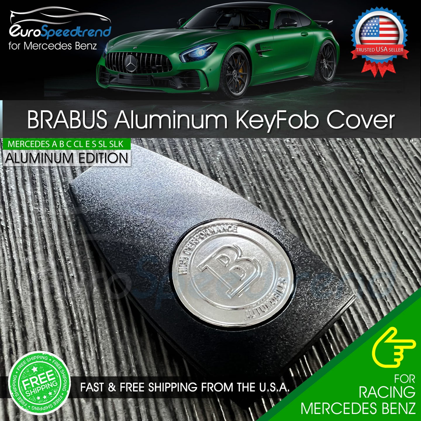 Brabus Key Cover Emblem Remote Fob Aluminum for Mercedes Benz Keyfob