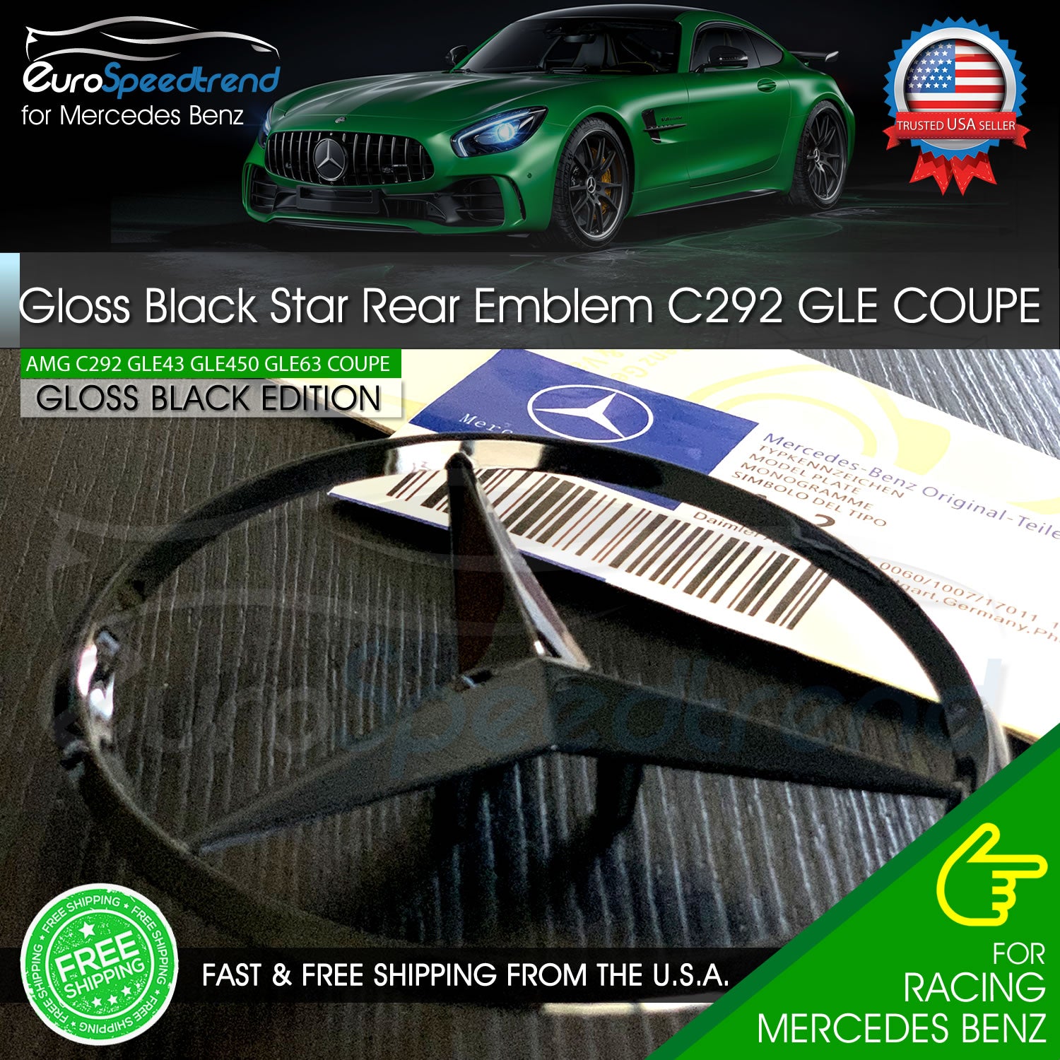 GLE53 COUPE AMG TURBO 4MATIC+ Rear Star Emblem Black Badge Mercedes –  Automotive Gem