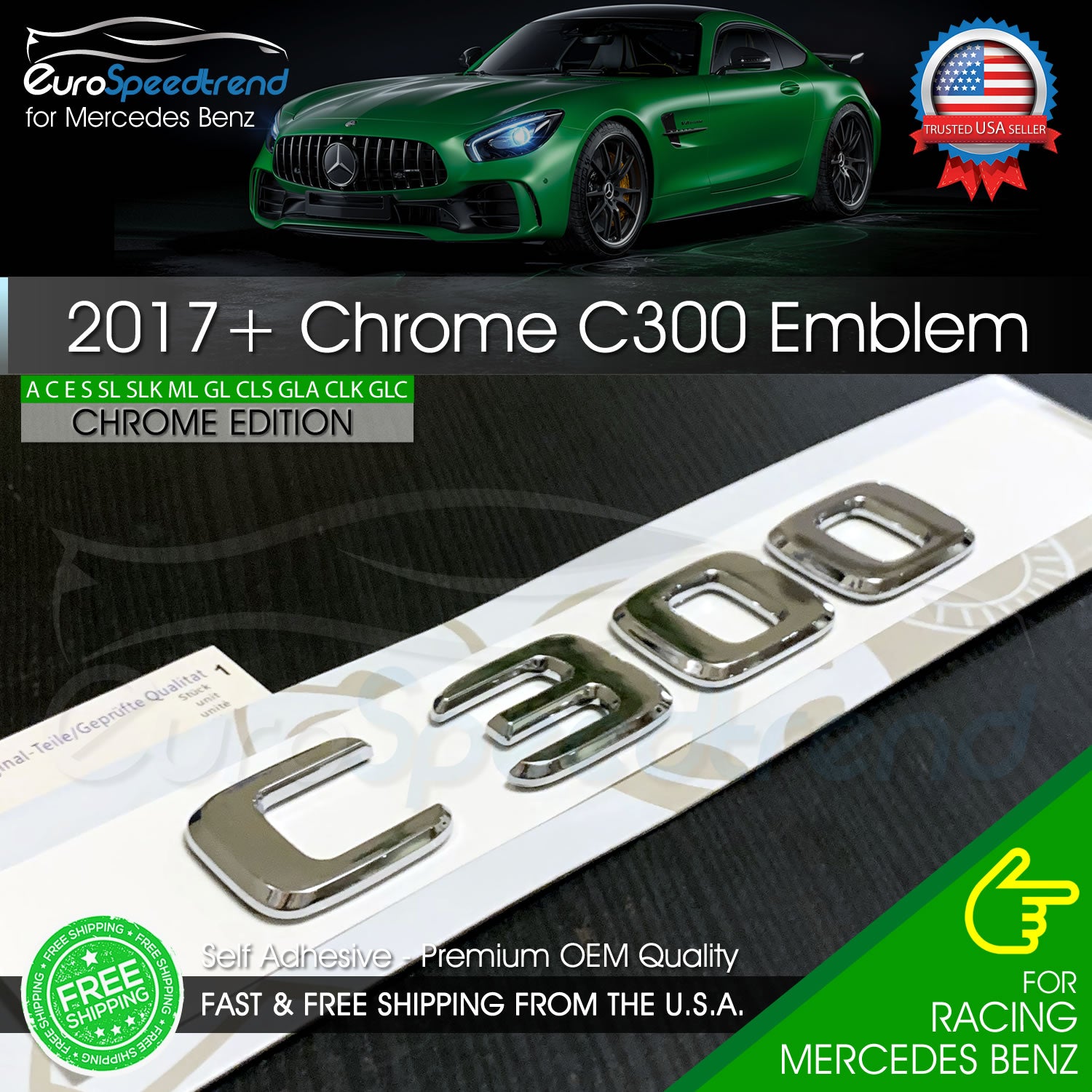 AMG Emblem Chrome Rear Trunk Letter Logo OEM 3D Badge for Mercedes