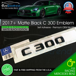 AMG C 300 Matte Black Emblem Trunk Letter Rear Mercedes Benz W205 2017+ OEM W204