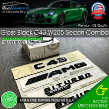 Load image into Gallery viewer, C43 AMG BITURBO 4MATIC Gloss Black Emblem Rear Star Badge Set Sedan Benz W205

