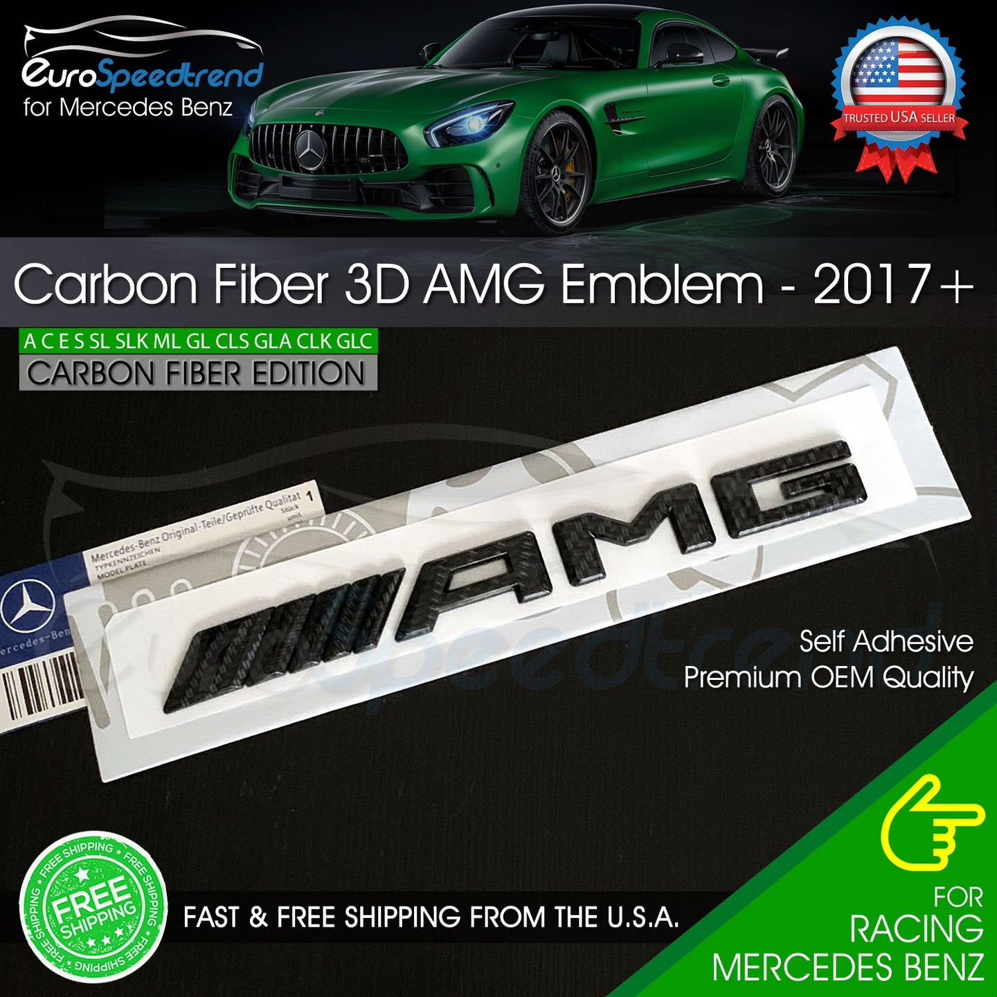 AMG Emblem Trunk OEM Carbon Fiber 3D Rear Badge Mercedes Benz C E S SL