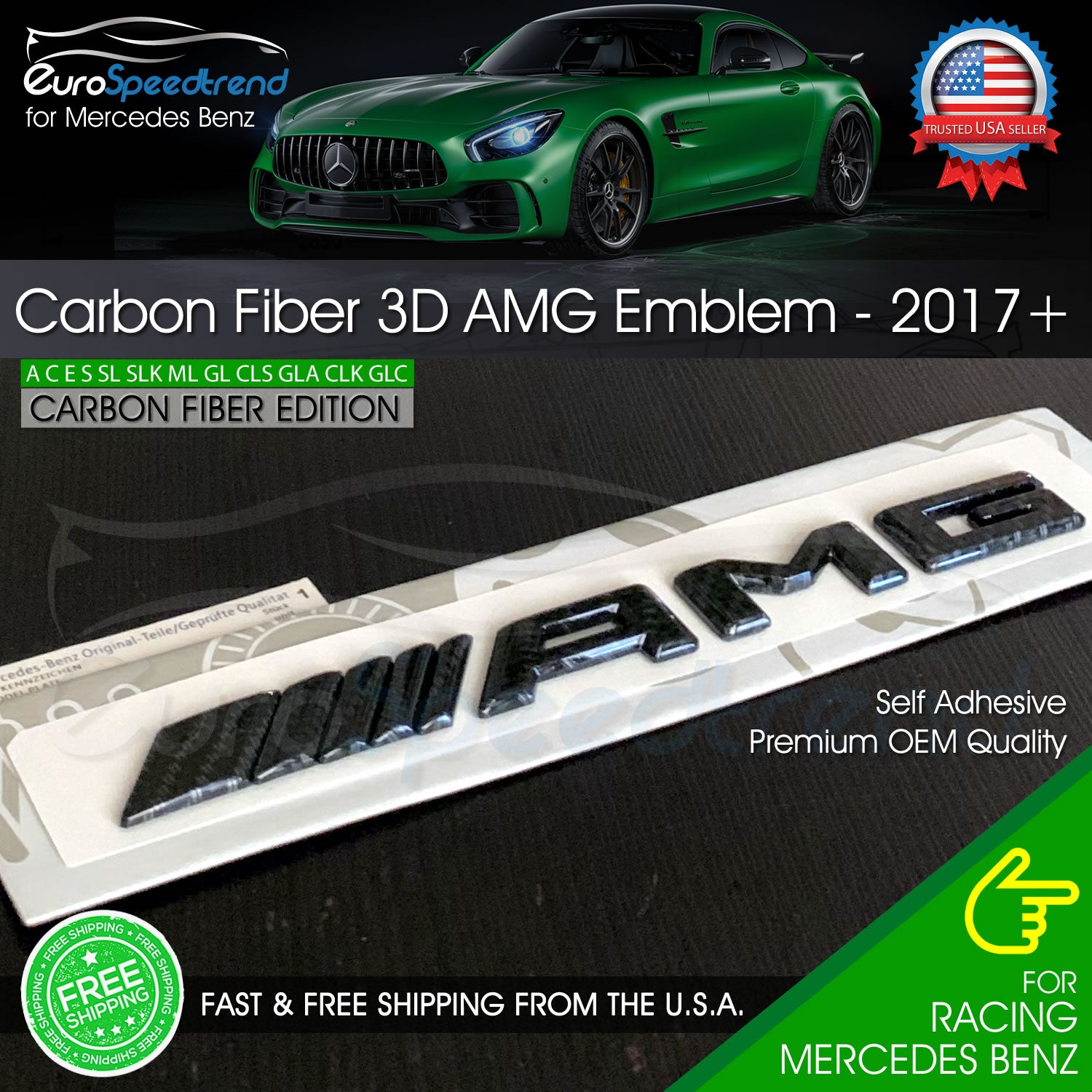 AMG Emblem Trunk OEM Carbon Fiber 3D Rear Badge Mercedes Benz C E S SL