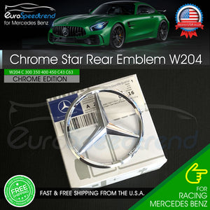 W204 Chrome Star Trunk Emblem for Rear Lid Logo Badge C Class Mercedes AMG OE