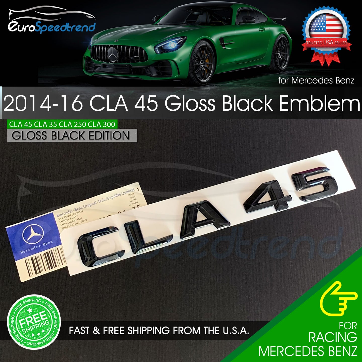 AMG CLA 45 2014-16 Letter Emblem Gloss Black Trunk Rear Mercedes Benz W117 OE