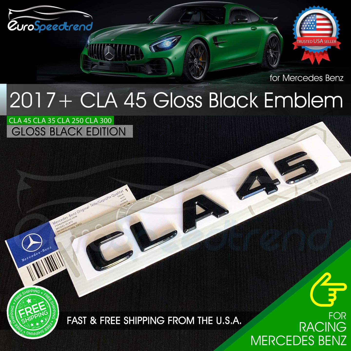 AMG CLA 45 2017+ Letter Emblem Gloss Black Trunk Rear Mercedes Benz W117 OEM