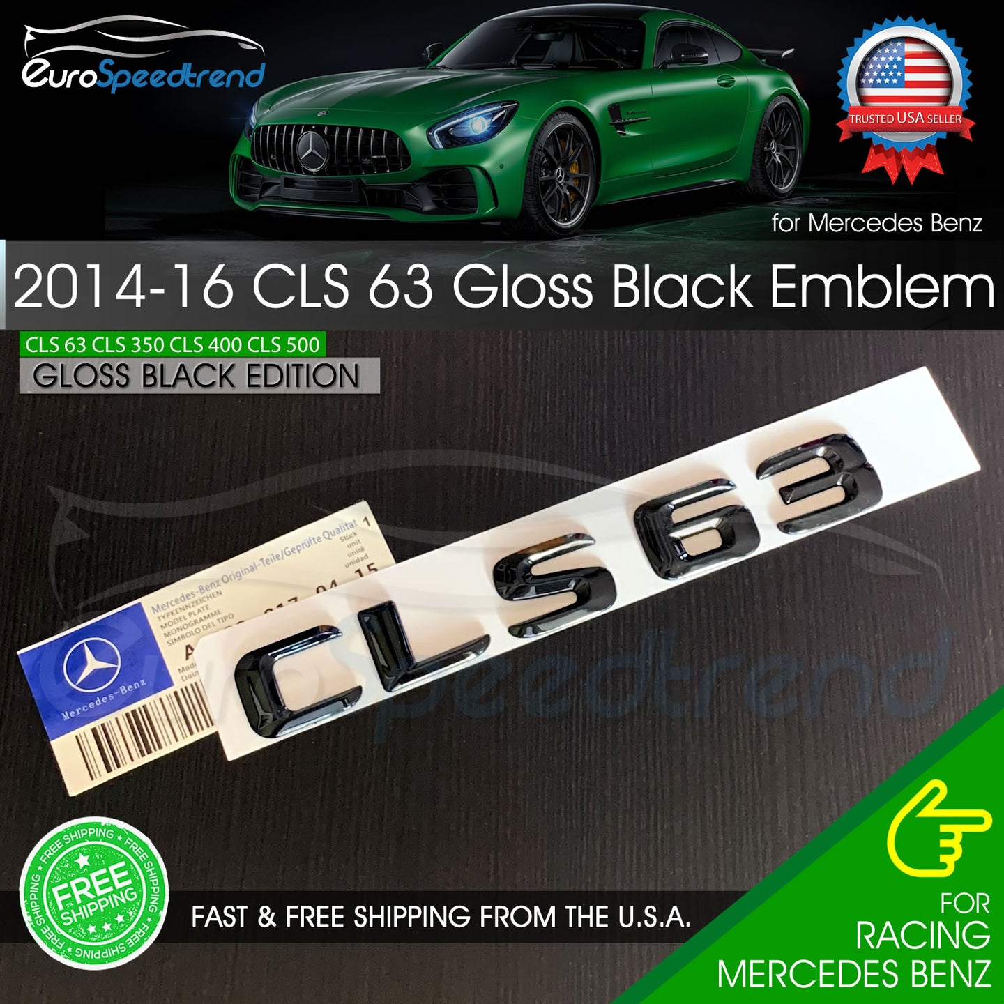 AMG CLS 63 Emblem Gloss Black Trunk Rear Badge fit Mercedes Benz 2014-16 OE CLS