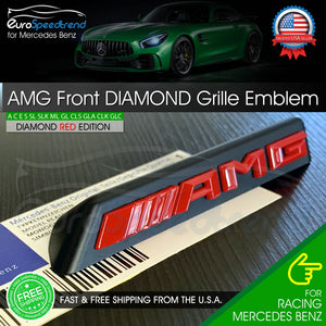 AMG Front Diamond Grille Emblem Mercedes Benz Radiator RED Badge C43 E43 OEM