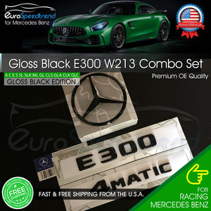 2017 E300 4MATIC Gloss Black Emblem Rear Star Badge Set AMG Mercedes Benz W213