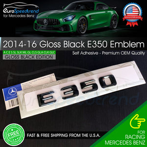 AMG E 350 Emblem Gloss Black Trunk Rear Badge for Mercedes Benz 2014-16 OE