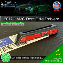 Load image into Gallery viewer, AMG Front Twin Blade Grille Red Emblem Mercedes Benz Badge W205 C63S C43 E63 OEM
