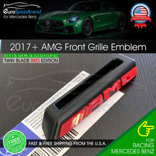 Load image into Gallery viewer, AMG Front Twin Blade Grille Red Emblem Mercedes Benz Badge W205 C63S C43 E63 OEM
