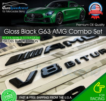 Load image into Gallery viewer, G63 AMG V8 BITURBO Gloss Black Emblem W463 W464 Rear Star Badge Combo Set Benz
