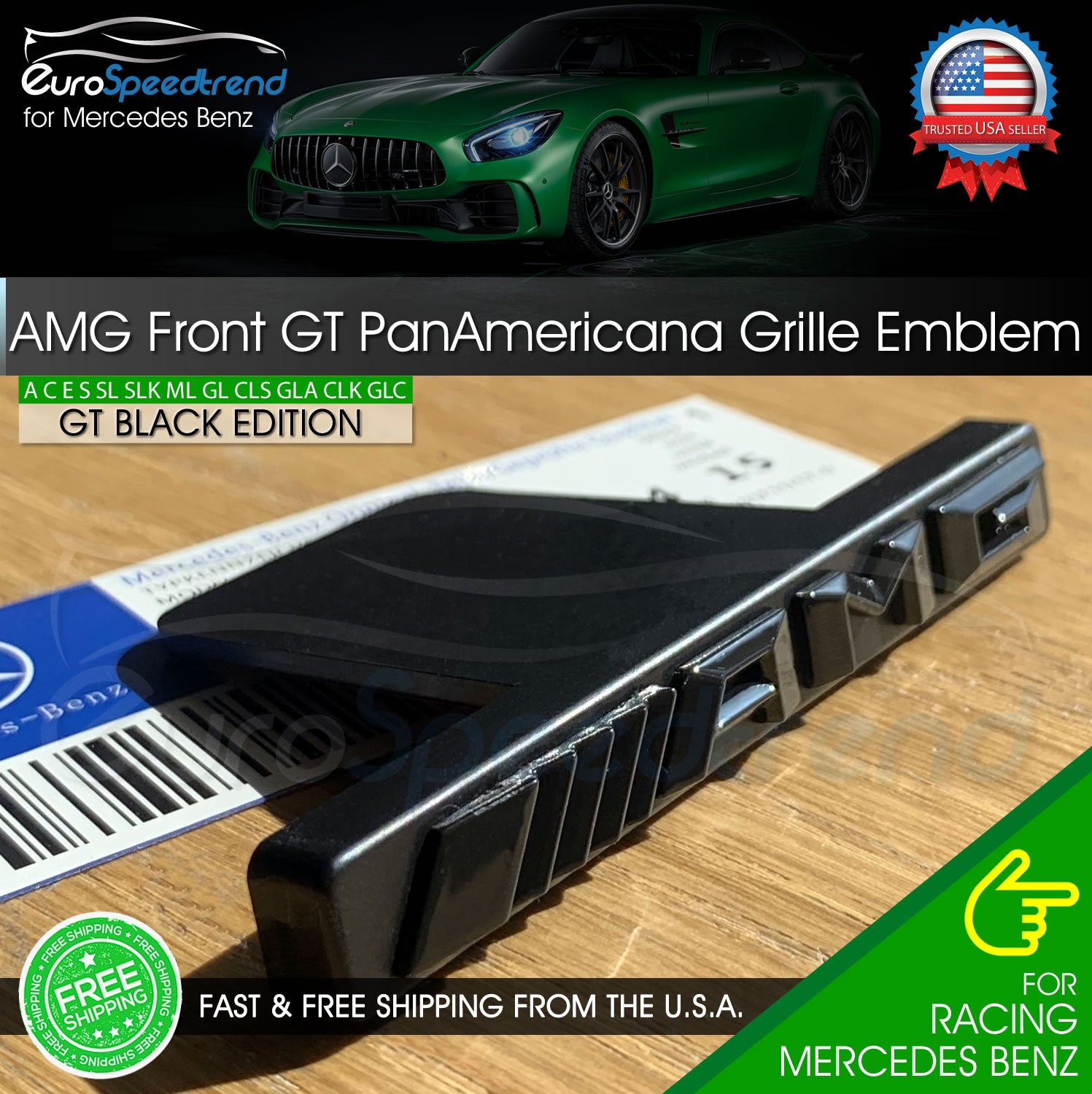 Emblème de calandre Panamericana logo AMG argent
