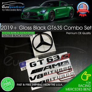 AMG GT63S Star Emblem V8 BiTurbo 4Matic+ Combo Set 3D Badge Mercedes Benz X290