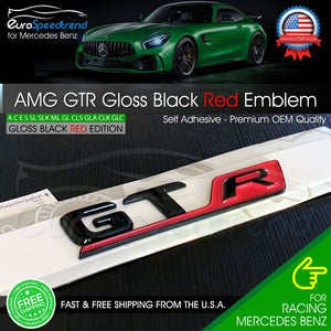 AMG GTR GT R Emblem Gloss Black Red 3D Trunk Rear Badge for Mercedes Benz OE