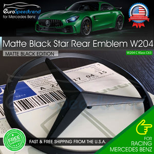Matte Black Star Trunk Emblem for Rear Lid Logo Badge W204 C Class Mercedes AMG