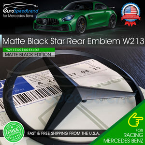 W213 Matte Black Star Trunk Emblem for Rear Lid Logo Badge E63S E43 Mercedes AMG