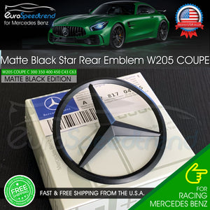 Mercedes W205 Coupe Matte Black Star C63S GLE63 Trunk Emblem Rear Lid Badge AMG