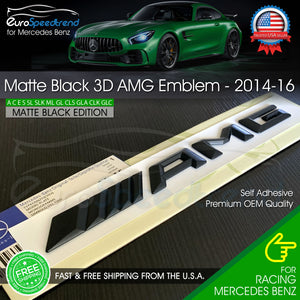 AMG Matte Black Rear Emblem Trunk Badge 3D for Mercedes-Benz C E S SL 2014-2016