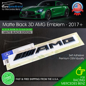 AMG Emblem Trunk OEM Matte Black 3D Rear Badge Mercedes Benz C E S SL SLK 2017+