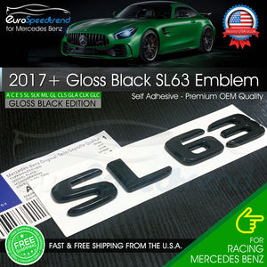 AMG SL63 Letter Emblem Gloss Black Trunk Rear Badge Mercedes Benz 2017+ OEM SL
