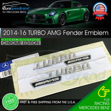 Load image into Gallery viewer, Turbo AMG Emblem 2014-16 Mercedes Benz AMG Side Fender Chrome 3D Badge CLA45 OE
