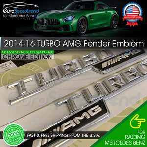 Turbo AMG Emblem 2014-16 Mercedes Benz AMG Side Fender Chrome 3D Badge CLA45 OE
