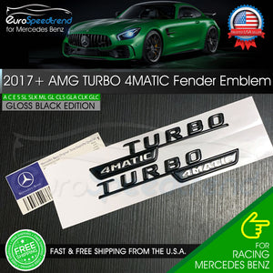 TURBO 4MATIC Emblem AMG 2017+ Mercedes Benz Side Fender Gloss Black OEM 3D GLA45