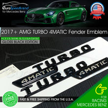 Load image into Gallery viewer, TURBO 4MATIC Emblem AMG 2017+ Mercedes Benz Side Fender Gloss Black OEM 3D GLA45
