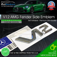 Load image into Gallery viewer, AMG V12 Letter Chrome Emblem Side Front Fender Badge fit Mercedes-Benz Logo OEM
